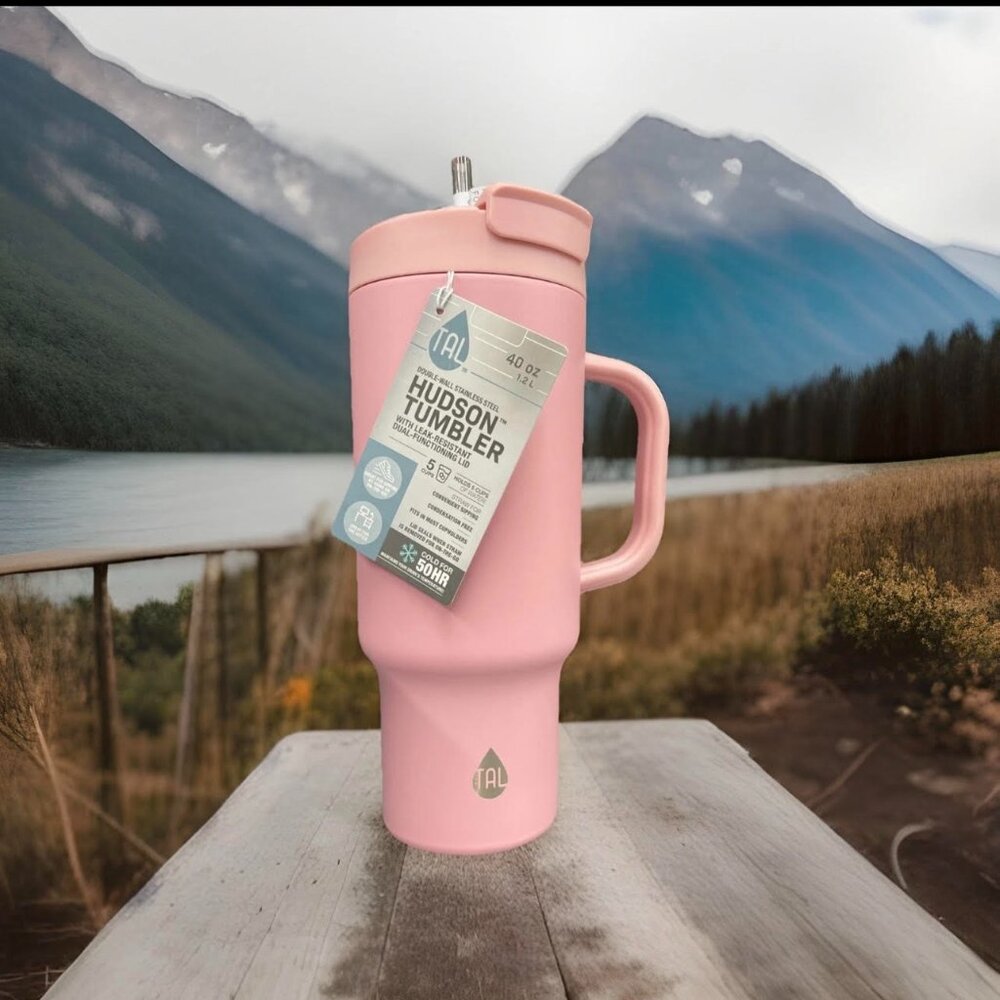 Stainless Steel Hudson Tumbler with Straw 40 fl oz, Bright Pink brand New TAL